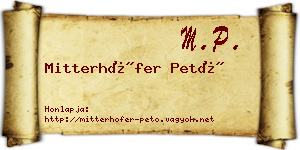 Mitterhöfer Pető névjegykártya